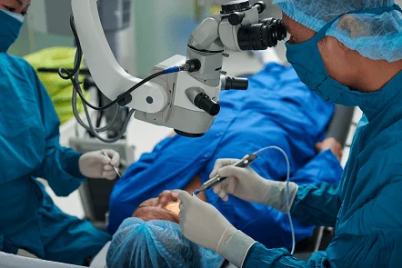person having cataract surgery